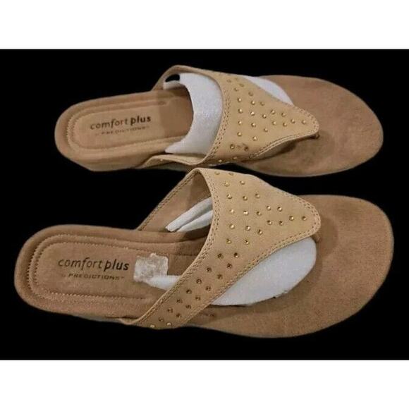 Comfort Plus ~Woman Size 11~ Beige Shoes by Predictions Thongs - Picture 2 of 9